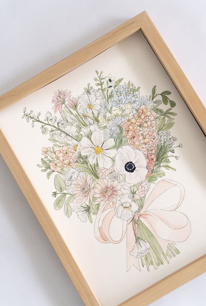 Custom Watercolor Bouquet Paintings