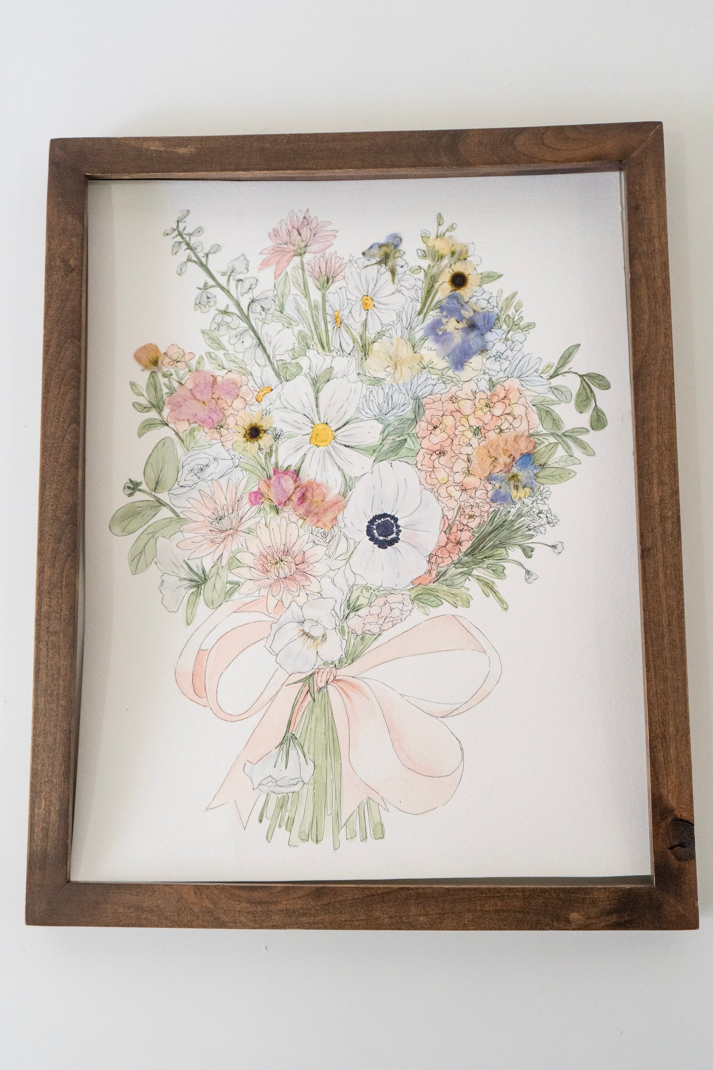 Custom Watercolor Bouquet with Pressed Flowers