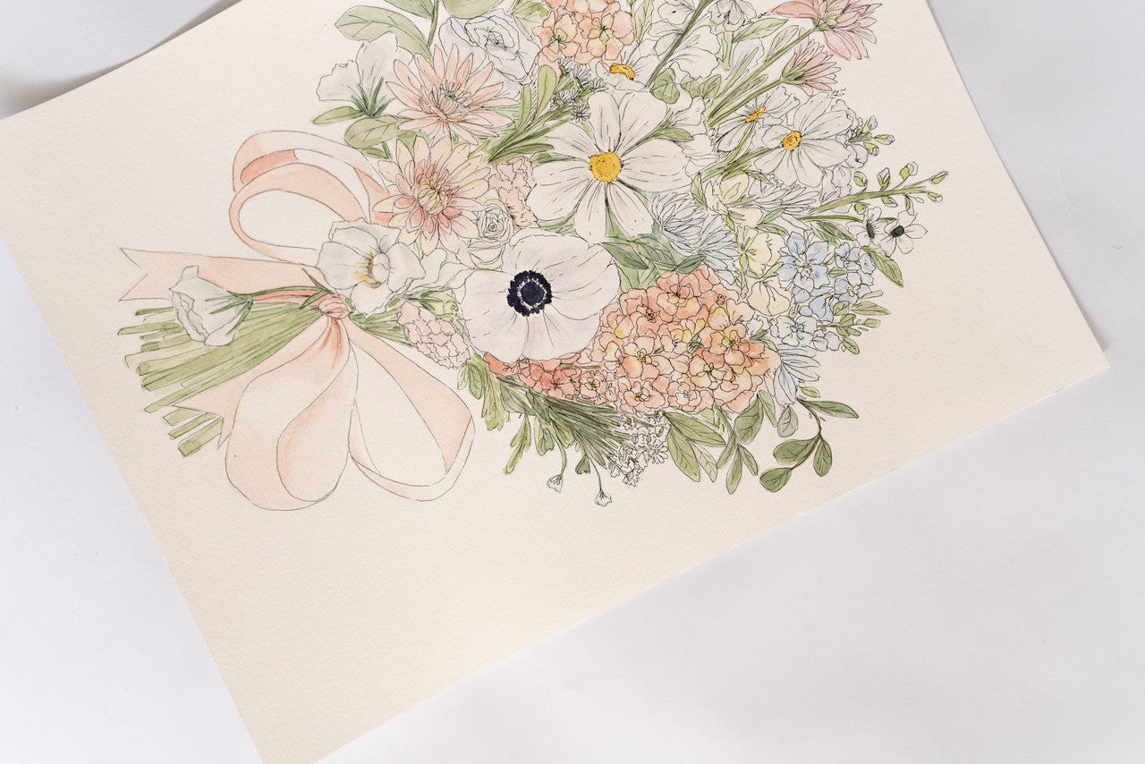 Custom Watercolor Bouquet Paintings