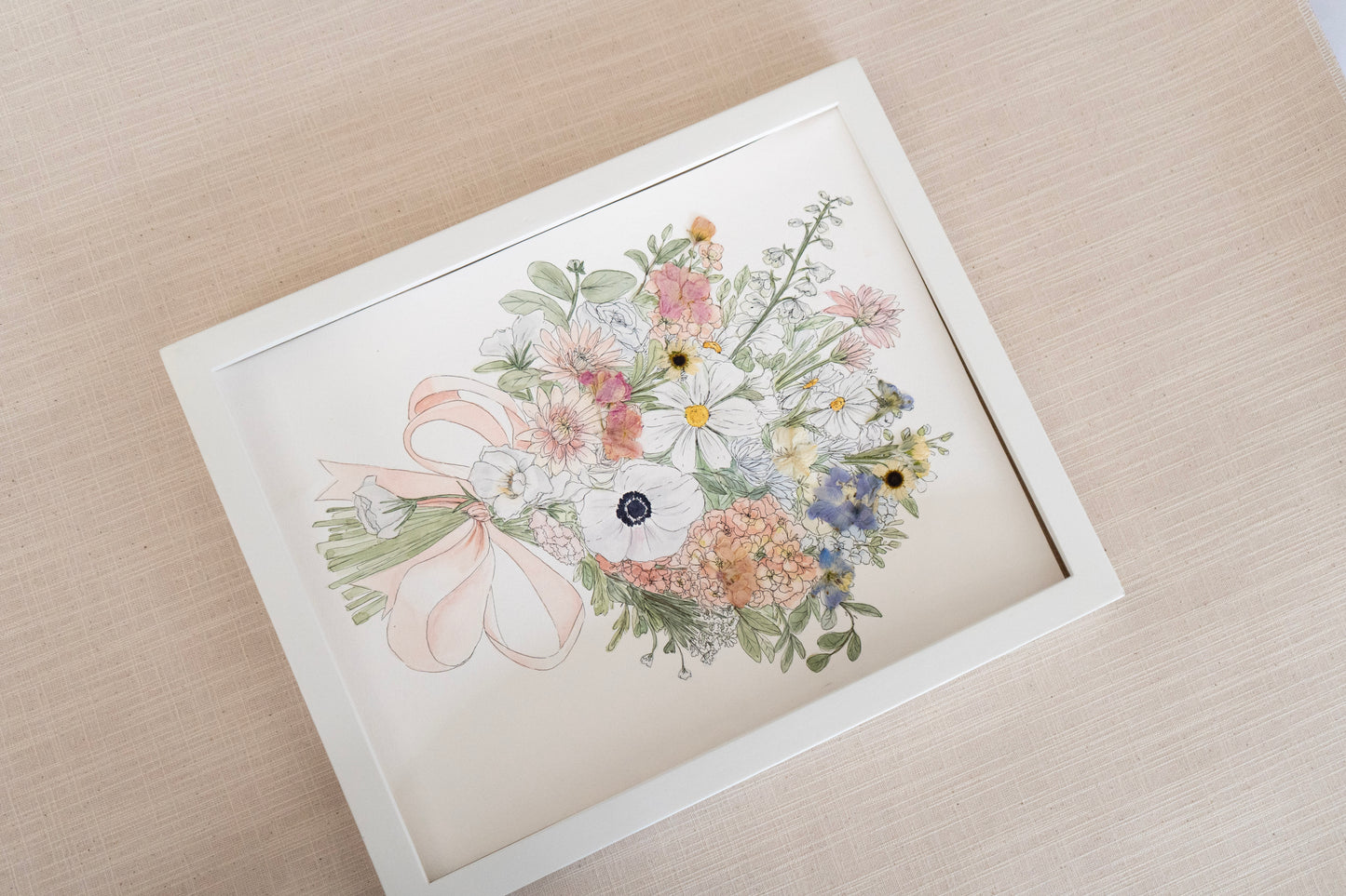 Custom Watercolor Bouquet with Pressed Flowers