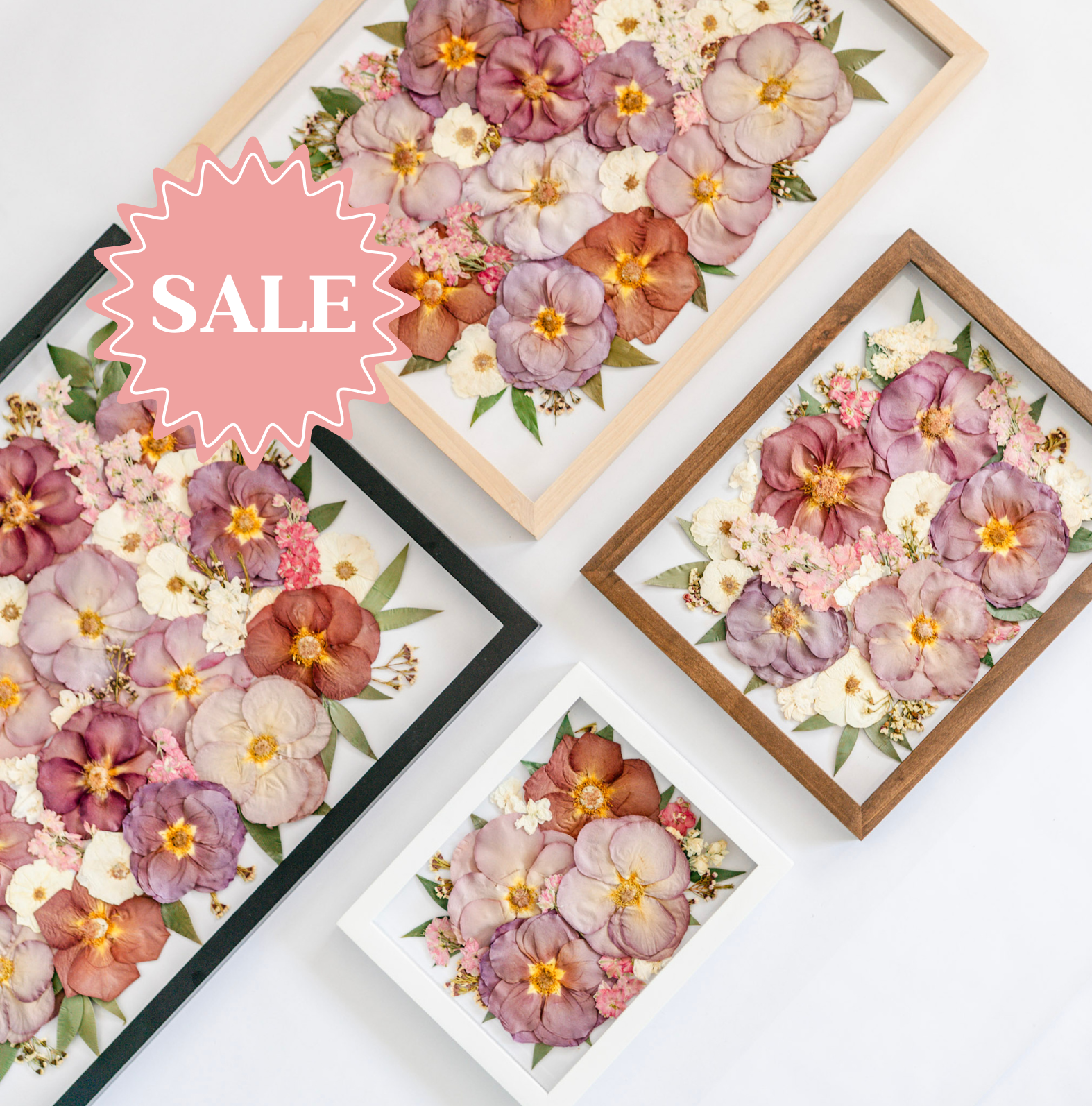 Wedding Bouquet Pressed Frame - Full Design - Espresso Frame - 16X20