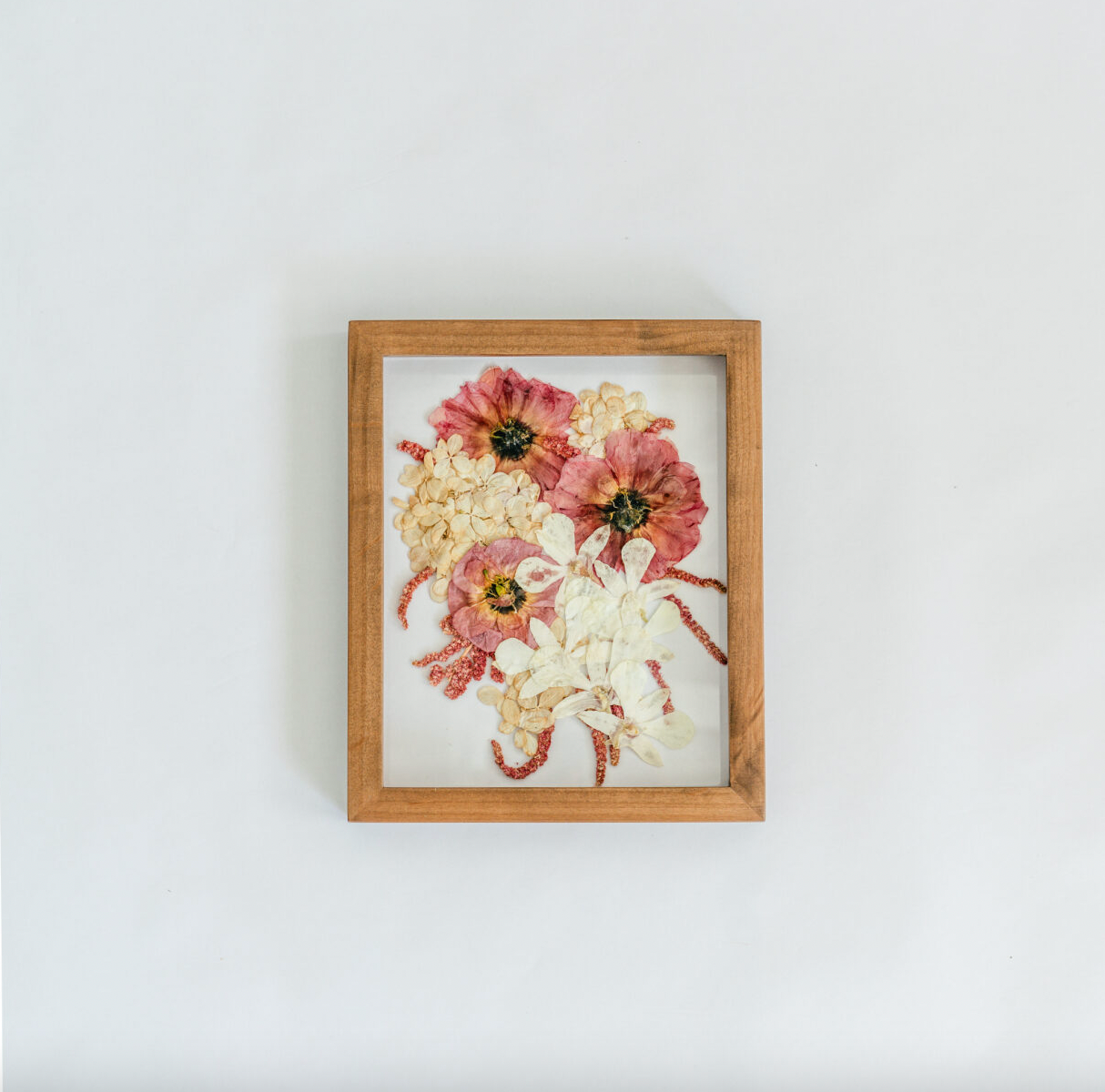 Wedding Floral Pressed Frame - Cascading Design - 11x14 / Espresso